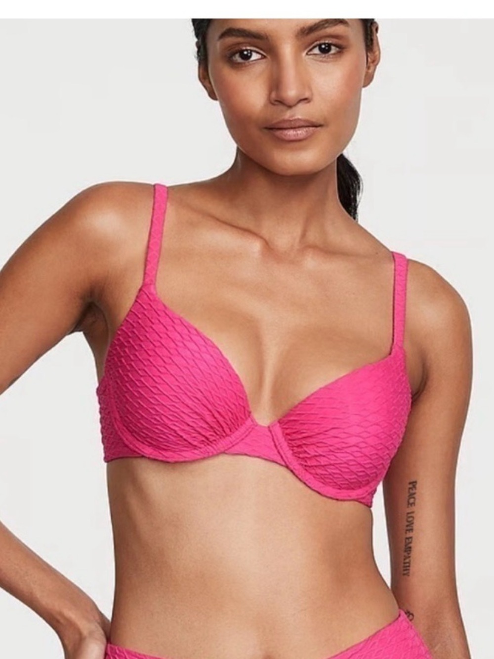 Victoria secret the icon push-up bikini top fishnet texture pink